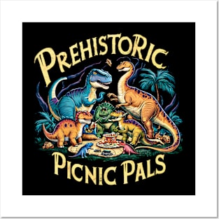 Prehistoric Picnic Pals - Dinosaur Gathering Design Posters and Art